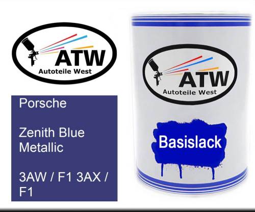 Porsche, Zenith Blue Metallic, 3AW / F1 3AX / F1: 500ml Lackdose, von ATW Autoteile West.